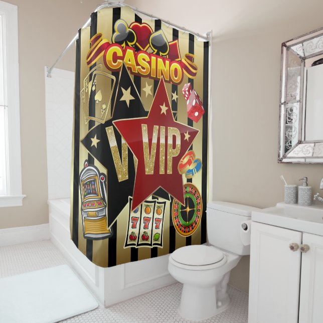 RIDEAUX DE DOUCHE WOW CASINO VIP SHOWER CURTAIN (En situation)