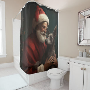 Rideaux De Douche Xoloitzcuintli avec Noël Festif du Père Noël