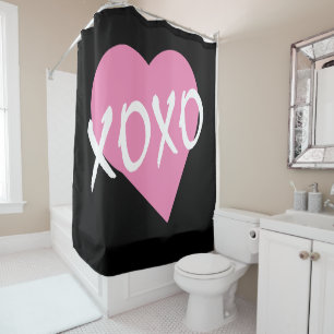 Rideaux De Douche XOXO Coeur rose Coeur Noir Hugs Baisers