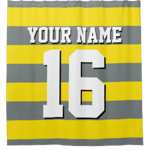 Rideaux De Douche Yellow Charcoal Sports Jersey Preppy Stripe