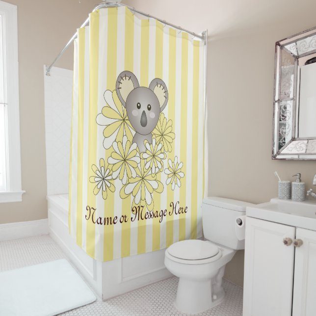 Rideaux De Douche Yellow Stripe mignonne Bébé Koala Ours Enfants (En situation)