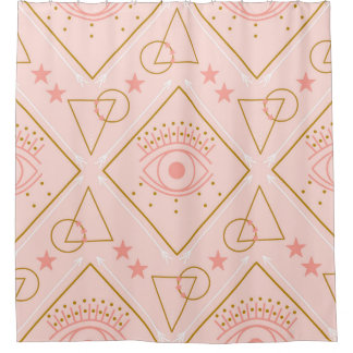 Rideaux De Douche Yeux en or rose : conception géométrique sans cout