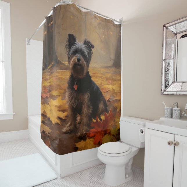 Rideaux De Douche Yorkipoo à l'automne Feuilles automne Inspire (En situation)