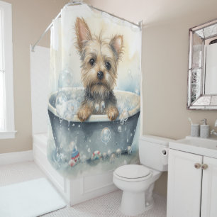Rideaux De Douche Yorkshire Terrier dans la Baignoire Aquarelle Art 
