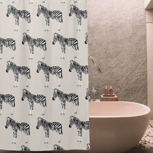Rideaux De Douche Zebra Exotic Animal Motif Beige