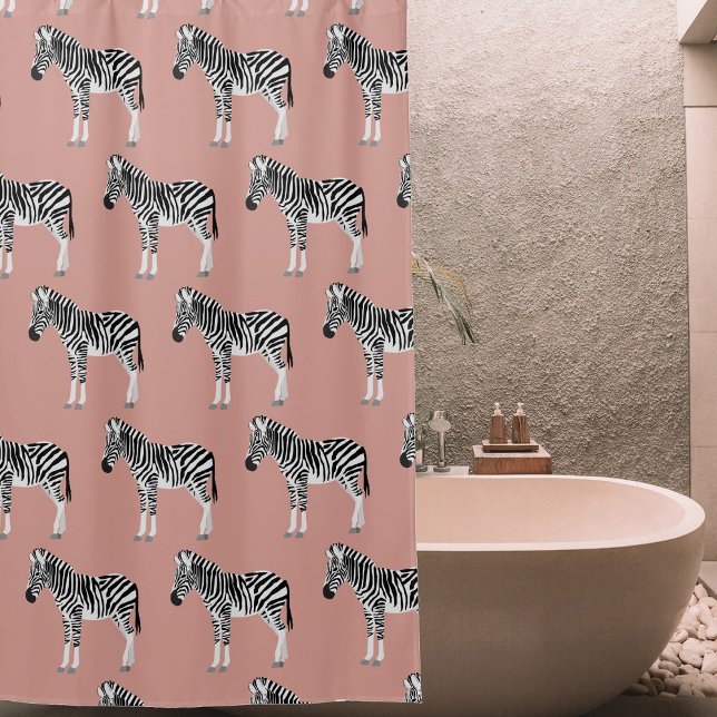 Rideaux De Douche Zebra Exotic Animal Motif rose pâle (Zebra Exotic Animal Pattern Blush Pink Shower Curtain)