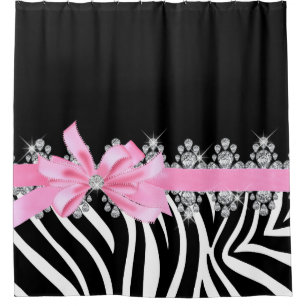 Rideaux De Douche Zèbre de Delilah de diamant (rose)