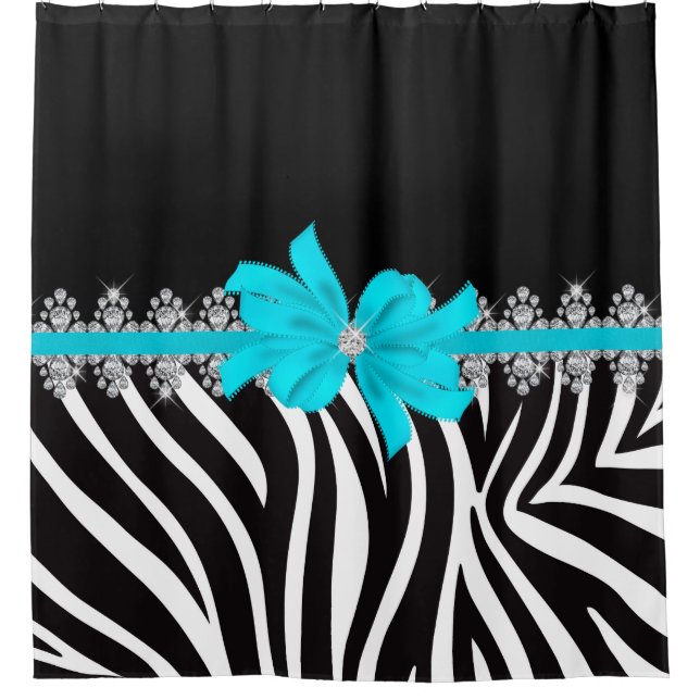 Rideaux De Douche Zèbre de Delilah de diamant (Teal) (Devant)