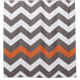 Rideaux De Douche Zigzags Gris À Accent Orange