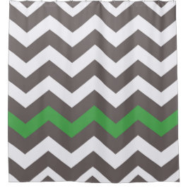 Rideaux De Douche Zigzags Gris À Accent Vert