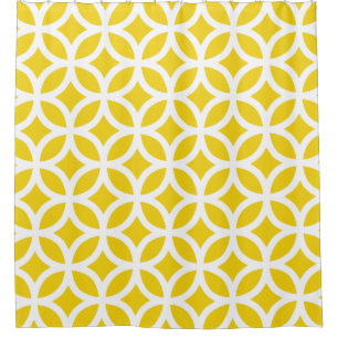 Rideaux en douche géométriques jaune citron de