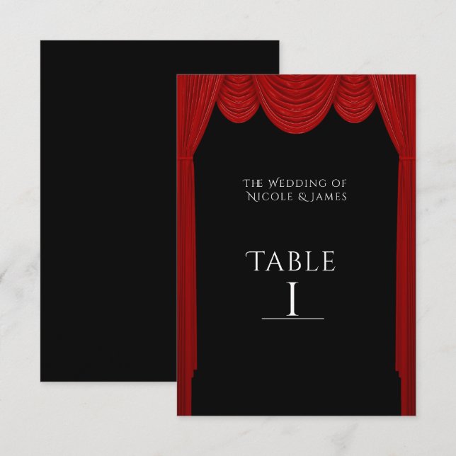 Rideaux HOLLYWOOD rouges Numéro de table de fête é (Devant / Derrière)