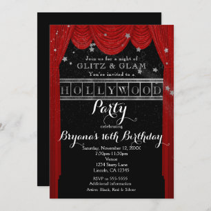 Rideaux rouges de HOLLYWOOD et invitations