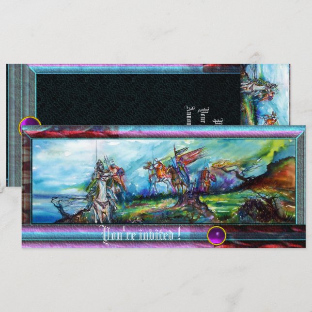 RIDERS EN TEMPÊTE Chevaliers Invitation de parchem (Devant / Derrière)