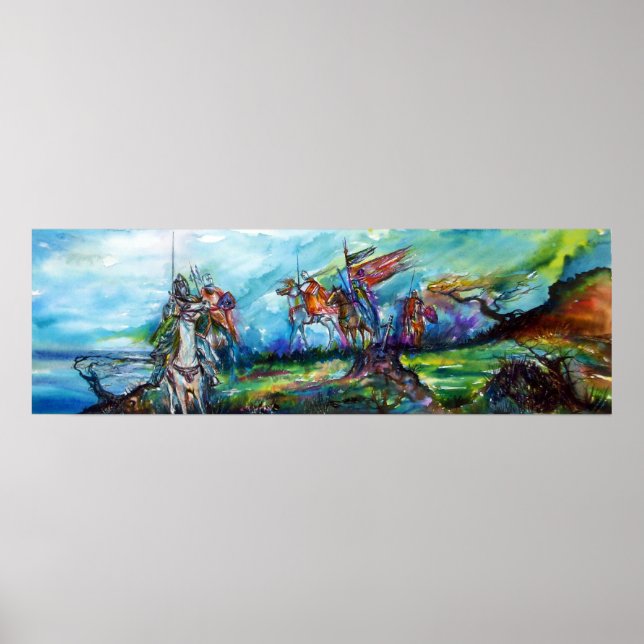 RIDERS IN DER STORM Mittelalterliche Ritter Reitst Poster (Vorne)
