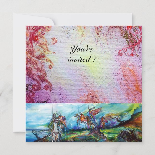 RIDERS IN STORM Mittelalterliche Ritter Reiten Lil Einladung (Vorderseite)