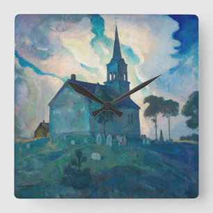 Ridge Church by Newell Convers Wyeth Quadratische Wanduhr
