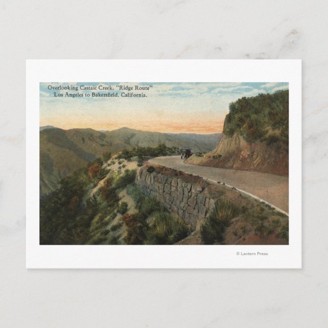 Ridge Route, mit Blick auf den Castaic Creek Postkarte (Vorderseite)