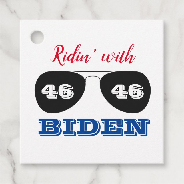 Ridin' mit Biden 46 Aviator-Sonnenbrille Geschenkanhänger (Vorderseite)