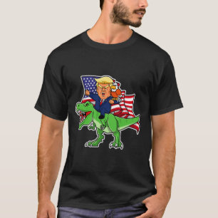 Riding A Dinosaur Trex Funny Merica Patriotic Juli T-Shirt
