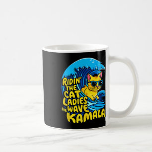 Riding Cat Ladys Blue Wave für Kamala Harris Pres Kaffeetasse