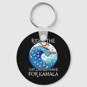 Riding Cat Ladys Blue Wave für Kamala Harris Pres Schlüsselanhänger