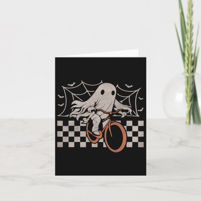 Riding Ghost Bicycle Halloween Kostüm Ghoul Biker Karte (Vorderseite)