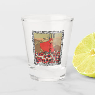 Riding Hood Field of Blume Wolf Verzierte Grenze Schnapsglas