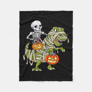 Riding Mummy Dinosaur T Rex Halloween Funny Pumpki Fleecedecke