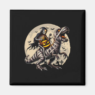 Riding Mummy Dinosaur T Rex Pumpkin Funny Hallowee Magnet