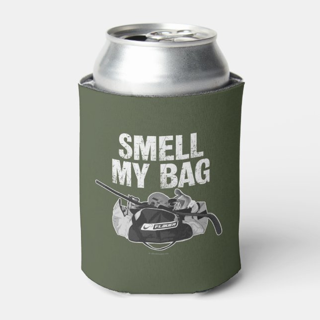 Riech mir in der Tasche (Hockeyschläger). Dosenkühler (Kanne Vorderseite)