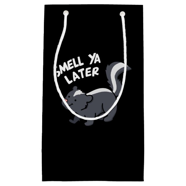 Riech Ya Spater Funny Skunk Pun Dark BG Kleine Geschenktüte (Vorderseite)