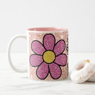 rieche die Blume, Floral Sparkle Ästhetisches Gesc Zweifarbige Tasse