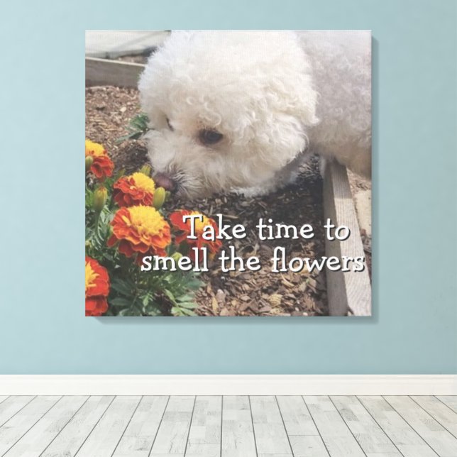 Rieche die Blumen  Leinwanddruck (Insitu (Holzboden))
