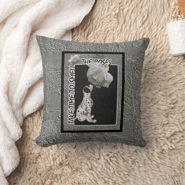 Riechen Sie die Rose inspirierend Kissen (Decke)