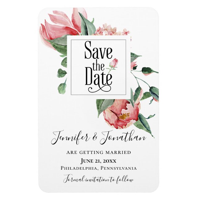 Riechen Sie die Rose, Save the Date Hochzeit Magnet (Vertikal)