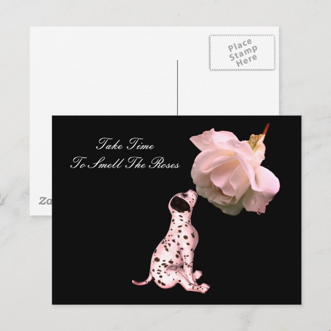 Riechen Sie die Rose Welpe Rose Inspiration Postka Postkarte (Vorne/Hinten)