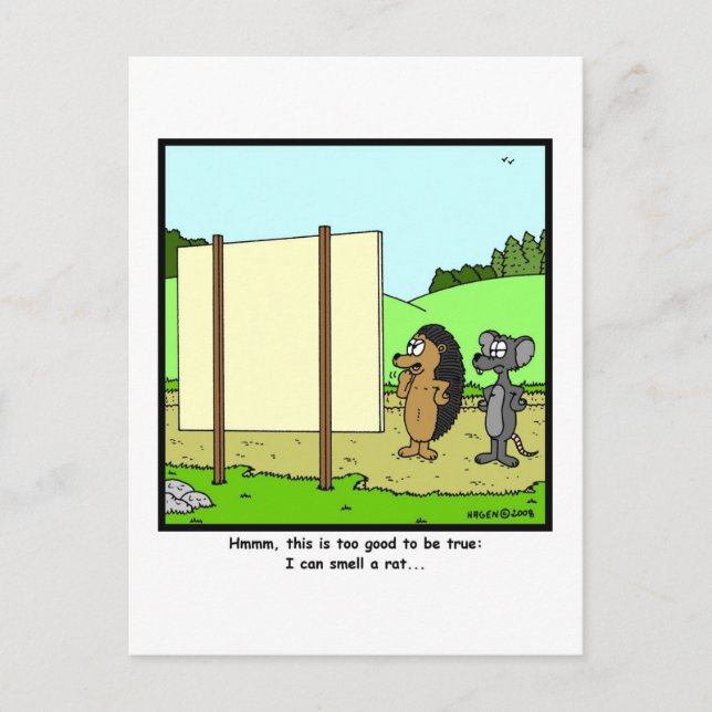 Riechen Sie eine Ratte: Ratten-Cartoon Postkarte (Vorderseite)