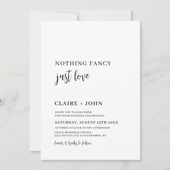 Rien De Fancy Just Love Faire-part de mariage (Devant)