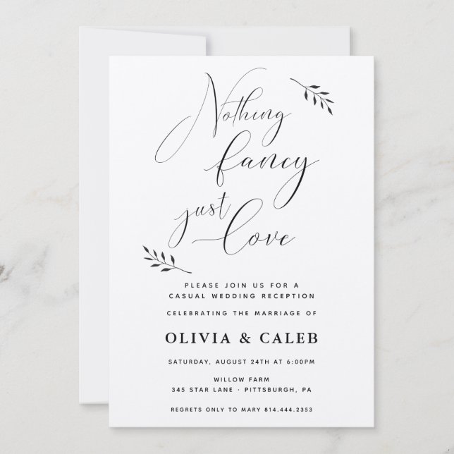 Rien De Fancy Just Love Réception Invitation (Devant)