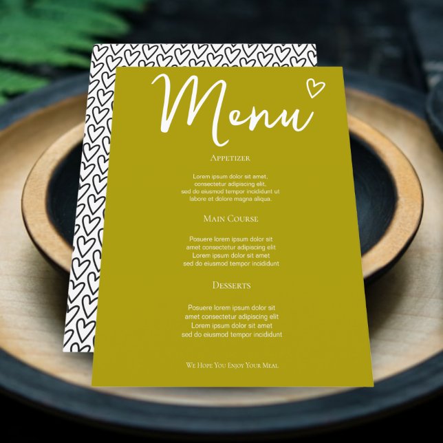 Rien De Fancy Just Love Super Green Mariage Menu (Nothing Fancy Just Love Retro Wedding Menus from Ricaso. Fun colorful mix & match collection.)