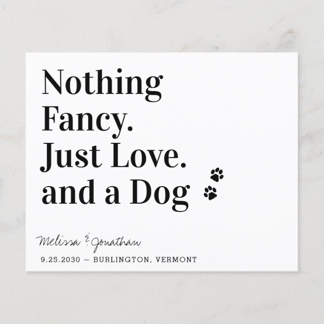Rien de fantaisie Juste Amour Chien Mariage Carte  (Devant)