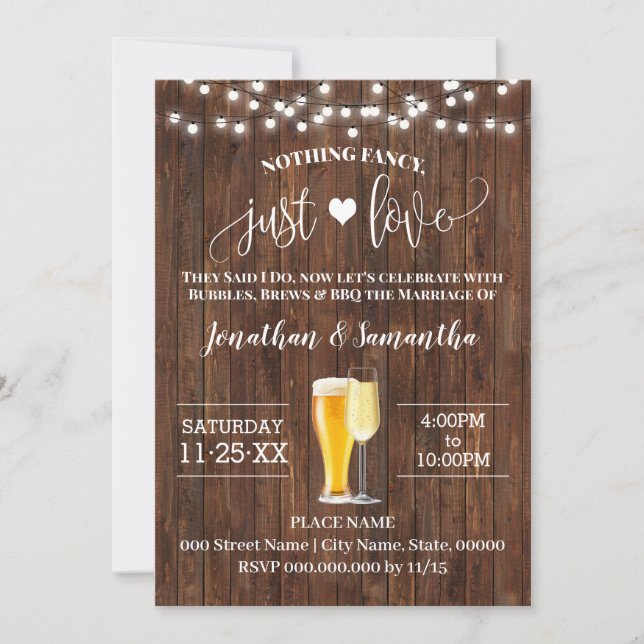 Rien de fantaisie Juste Amour Elopement Invitation (Devant)