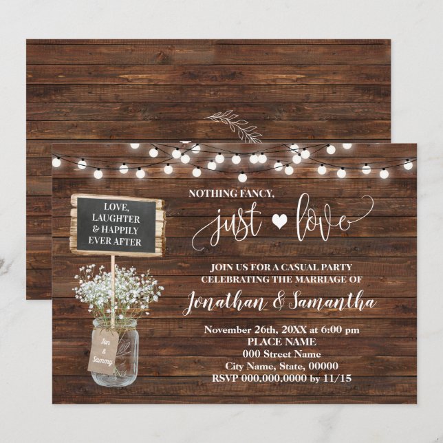Rien de fantaisie Juste Amour Elopement Invitation (Devant / Derrière)
