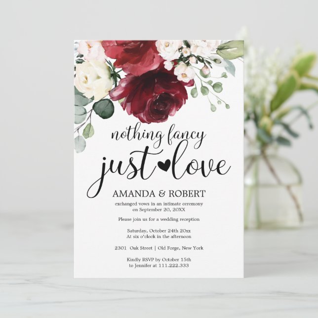 Rien De fantaisie Juste Amour Mariage Invitations (Debout devant)