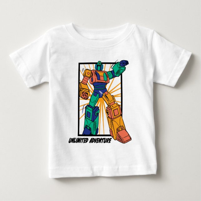 Riesen-Kriegerrobot: Unbegrenztes Abenteuer Baby T-shirt (Vorderseite)