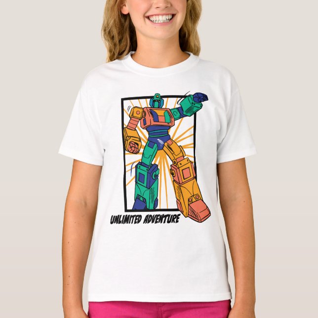 Riesen-Kriegerrobot: Unbegrenztes Abenteuer T-Shirt (Vorderseite)