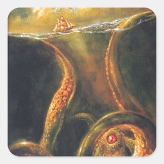 Riesen-Oktopus Quadratischer Aufkleber