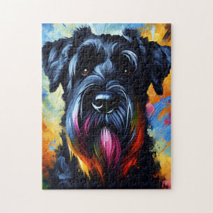 Riesen-Schnauzer Hund Acryl Druck Bunt