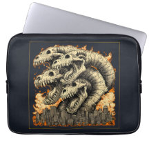 Riesen-Skelett-Kaiju-Monster-Stadt-Laptop-Hülle